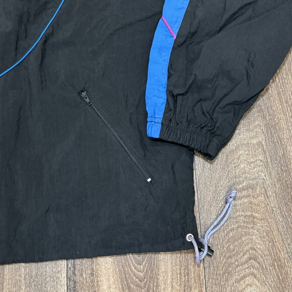 VTG Reebok Track Jacket Women's Large Black Nylon Windbreaker Colorblock 90s - Picture 6 of 11
